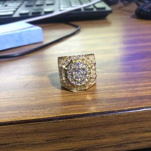 Plated gold ring with diamonds